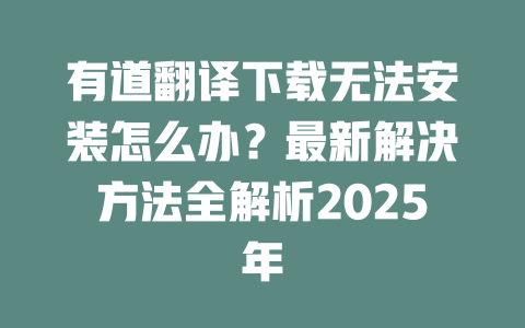 有道翻译下载无法安装怎么办?最新解决方法全解析2025年 二