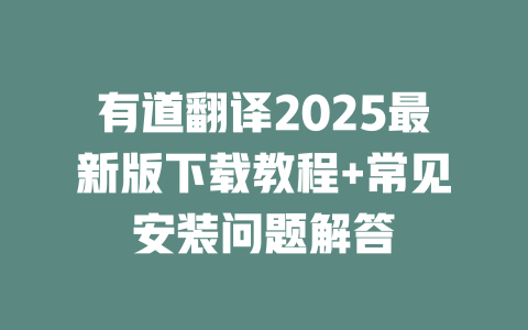 有道翻译2025最新版下载教程+常见安装问题解答 二