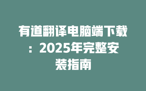 有道翻译电脑端下载:2025年完整安装指南 二