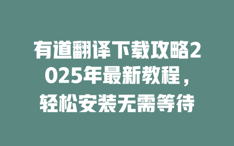 有道翻译下载攻略2025年最新教程,轻松安装无需等待 二