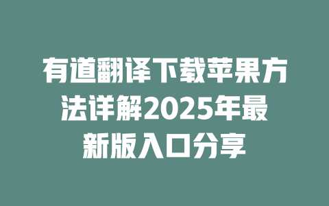 有道翻译下载苹果方法详解2025年最新版入口分享 二