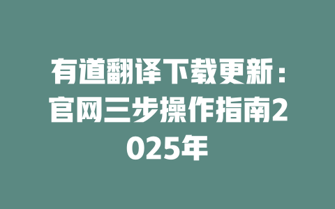 有道翻译下载更新：官网三步操作指南2025年 二