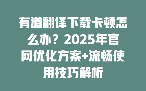 有道翻译下载卡顿怎么办?2025年官网优化方案+流畅使用技巧解析 二
