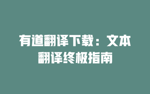 有道翻译下载:文本翻译终极指南 二