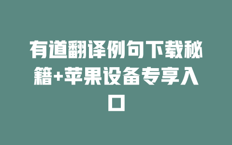 有道翻译例句下载秘籍+苹果设备专享入口 二