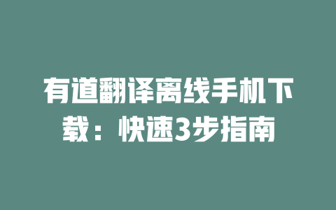 有道翻译离线手机下载:快速3步指南 二