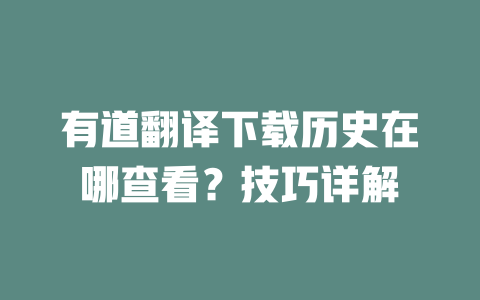有道翻译下载历史在哪查看?技巧详解 二