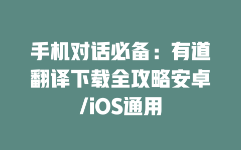 手机对话必备:有道翻译下载全攻略安卓/iOS通用 二