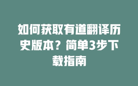 如何获取有道翻译历史版本？简单3步下载指南 二