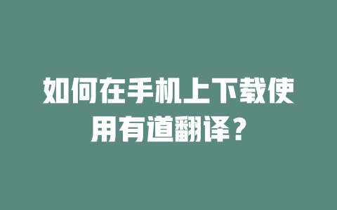 如何在手机上下载使用有道翻译? 二