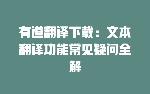 有道翻译下载：文本翻译功能常见疑问全解 二