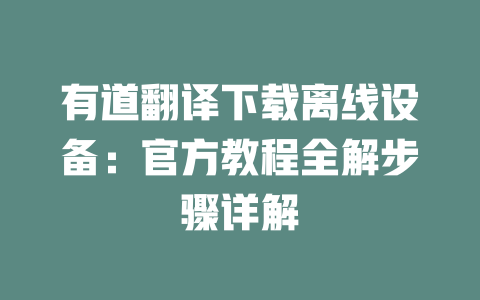 有道翻译下载离线设备:官方教程全解步骤详解 二