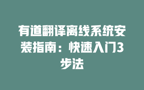 有道翻译离线系统安装指南:快速入门3步法 二