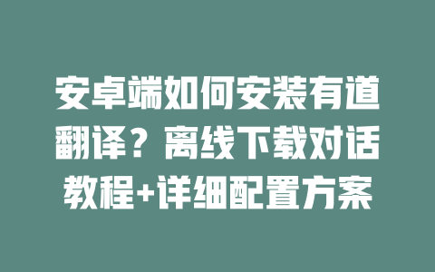 安卓端如何安装有道翻译?离线下载对话教程+详细配置方案 二