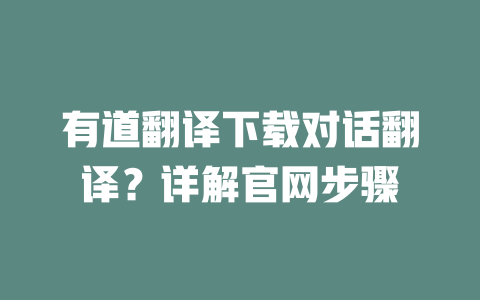 有道翻译下载对话翻译？详解官网步骤 二