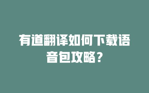 有道翻译如何下载语音包攻略? 二