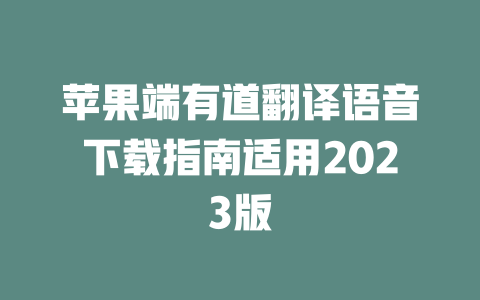 苹果端有道翻译语音下载指南适用2023版 二