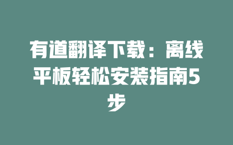 有道翻译下载:离线平板轻松安装指南5步 二