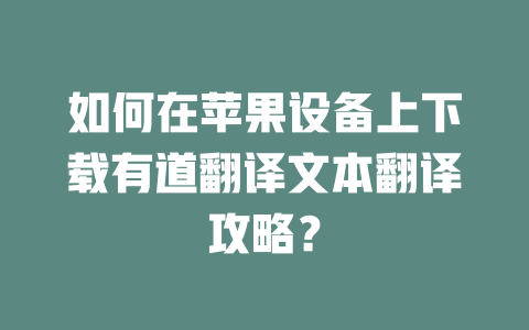 如何在苹果设备上下载有道翻译文本翻译攻略？ 二