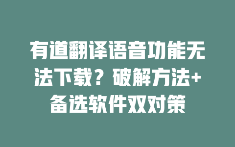 有道翻译语音功能无法下载?破解方法+备选软件双对策 二