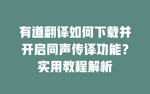 有道翻译如何下载并开启同声传译功能？实用教程解析 二