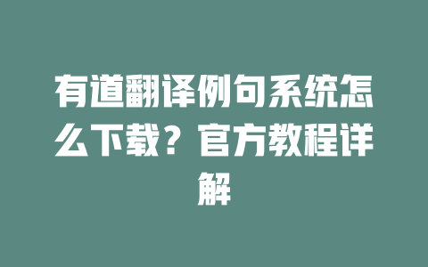 有道翻译例句系统怎么下载?官方教程详解 二