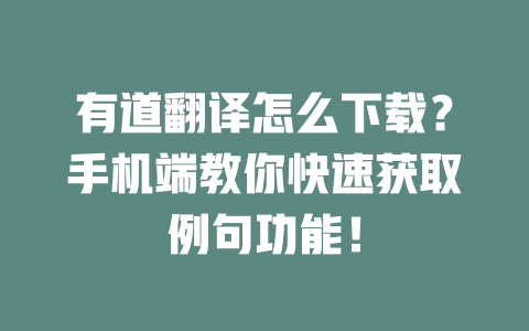 有道翻译怎么下载？手机端教你快速获取例句功能！ 二
