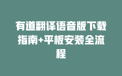 有道翻译语音版下载指南+平板安装全流程 二
