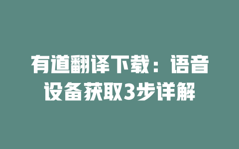 有道翻译下载:语音设备获取3步详解 二