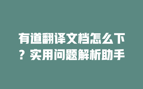 有道翻译文档怎么下？实用问题解析助手 二