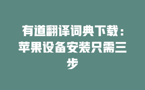 有道翻译词典下载：苹果设备安装只需三步 二