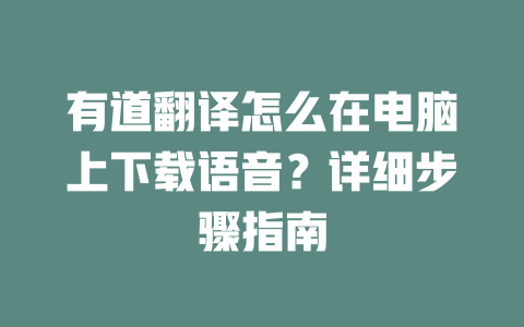 有道翻译怎么在电脑上下载语音?详细步骤指南 二