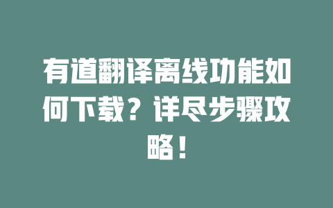 有道翻译离线功能如何下载?详尽步骤攻略! 二