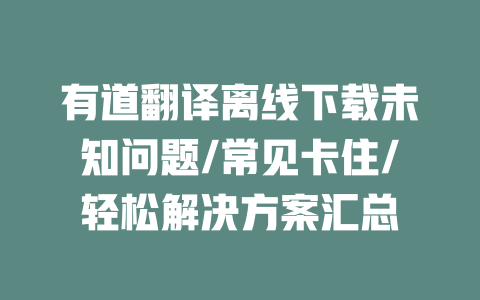 有道翻译离线下载未知问题/常见卡住/轻松解决方案汇总 二