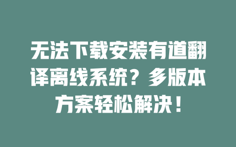 无法下载安装有道翻译离线系统？多版本方案轻松解决！ 二