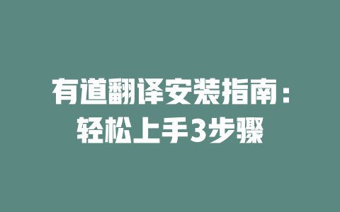 有道翻译安装指南：轻松上手3步骤 二