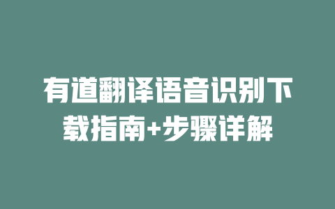 有道翻译语音识别下载指南+步骤详解 二