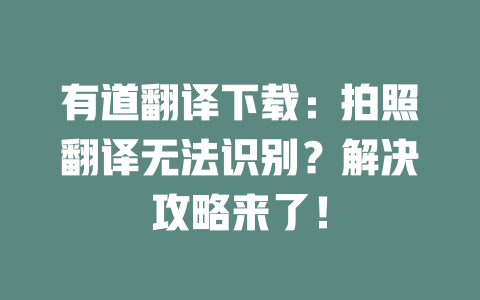 有道翻译下载:拍照翻译无法识别?解决攻略来了! 二