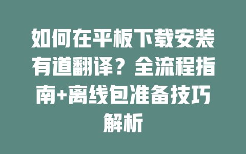 如何在平板下载安装有道翻译？全流程指南+离线包准备技巧解析 二