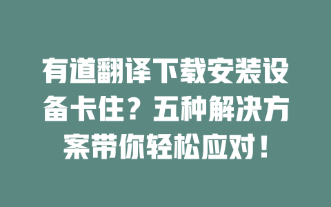 有道翻译下载安装设备卡住？五种解决方案带你轻松应对！ 二