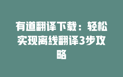 有道翻译下载：轻松实现离线翻译3步攻略 二