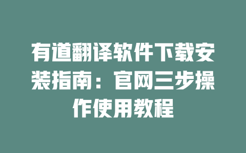 有道翻译软件下载安装指南：官网三步操作使用教程 二