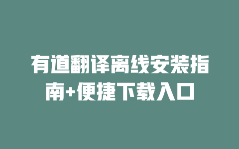 有道翻译离线安装指南+便捷下载入口 二