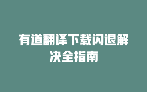 有道翻译下载闪退解决全指南 二